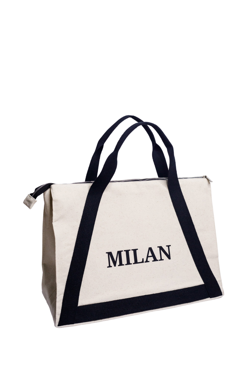Eco-bag with a black handle White Nice 08S01
