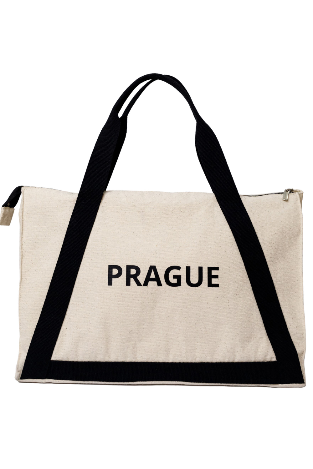 Eco-bag with a black handle White Nice 08S01