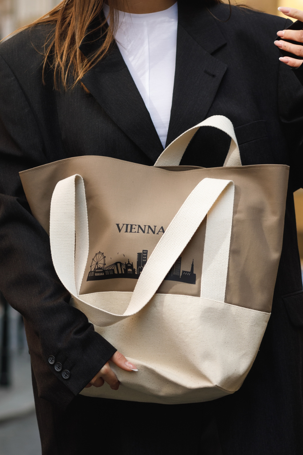 Cotton ecological shopping bag white London 05S04