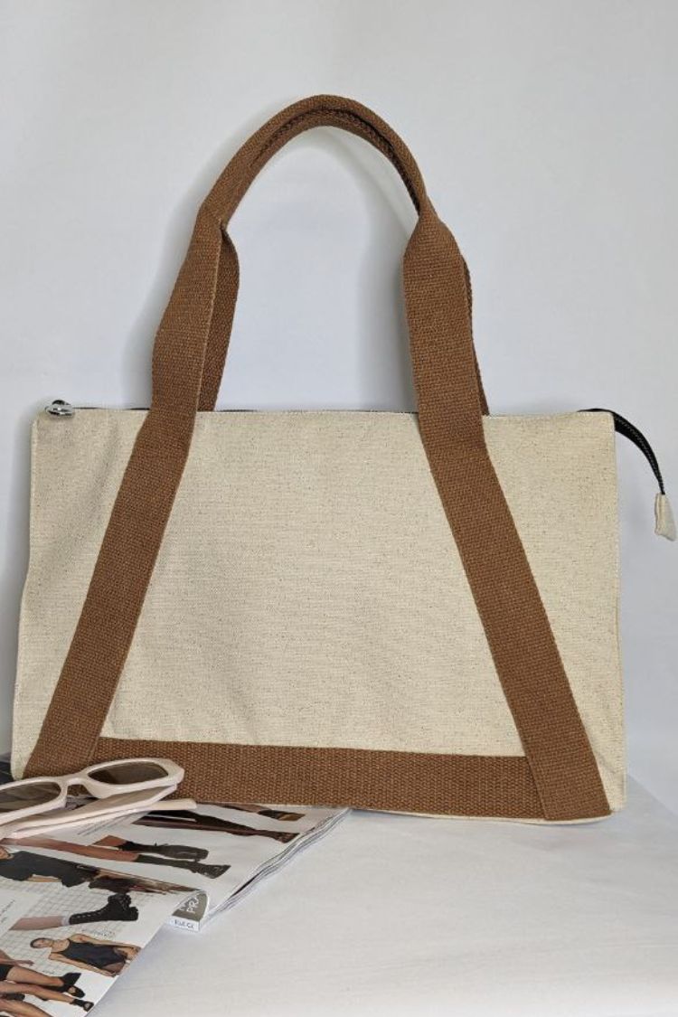 Eco-friendly cotton bag with coloured handles  034S01