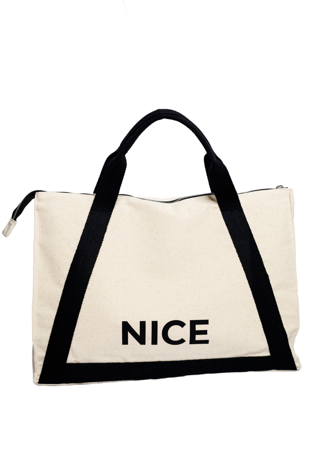 Eco-bag with a black handle White Nice 08S01