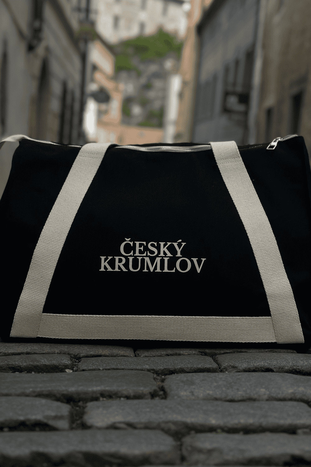 Sac écologique avec poignée blanche Noir Cesky Krumlov 08S04