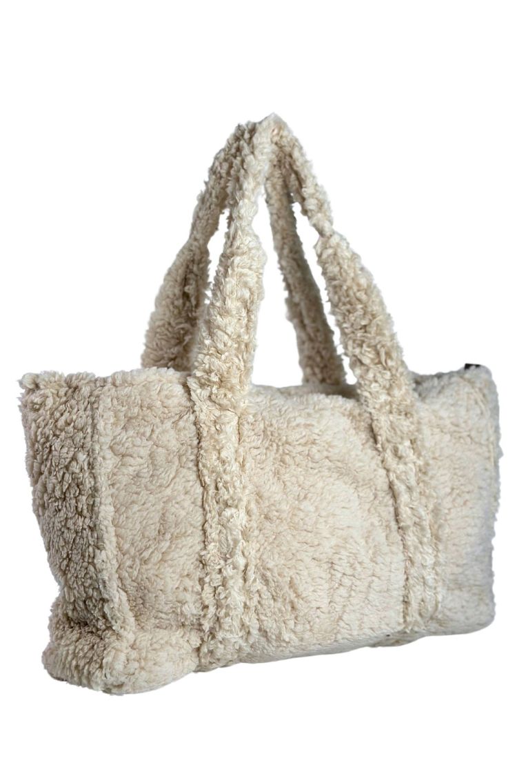 Damen-Plüsch-Teddytasche weiß München 017S05