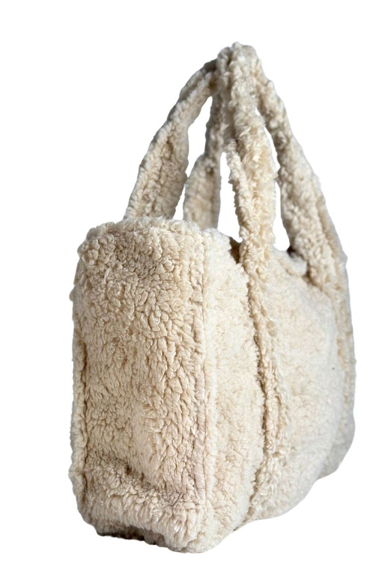 Damen-Plüsch-Teddytasche weiß München 017S05