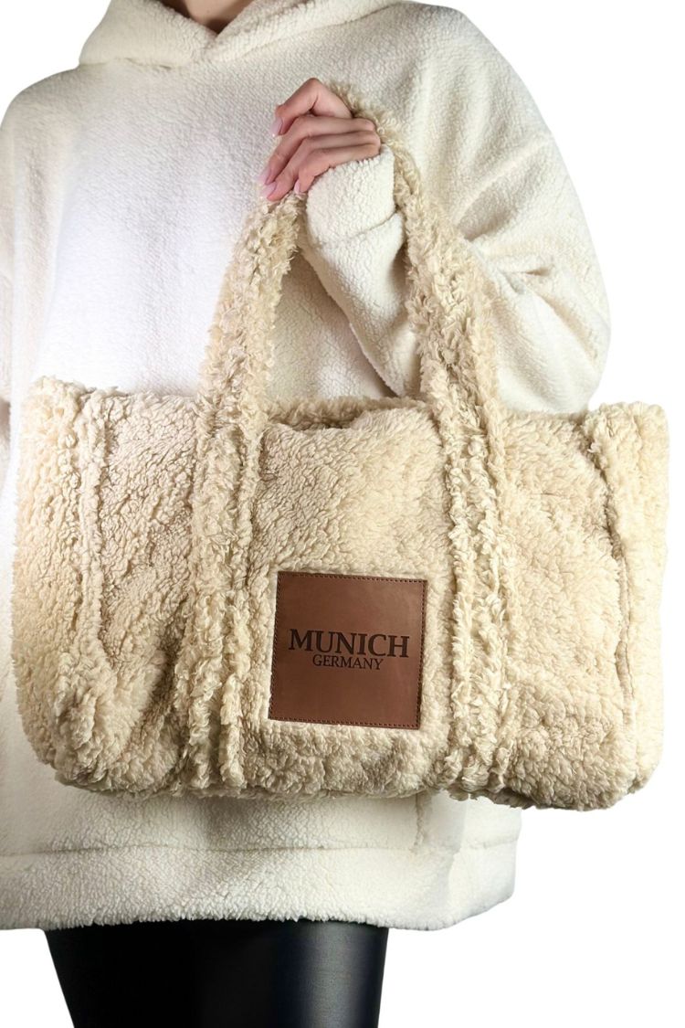 Damen-Plüsch-Teddytasche weiß München 017S05