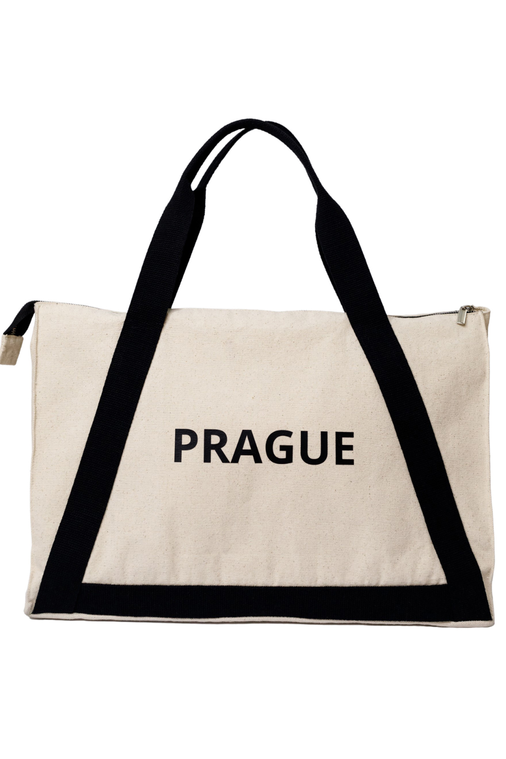 Eco-bag with a black handle White Prague 08S01