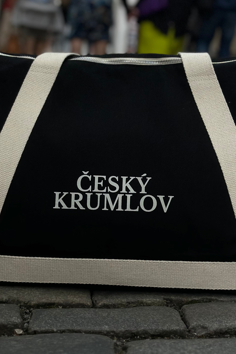 Sac écologique avec poignée blanche Noir Cesky Krumlov 08S04