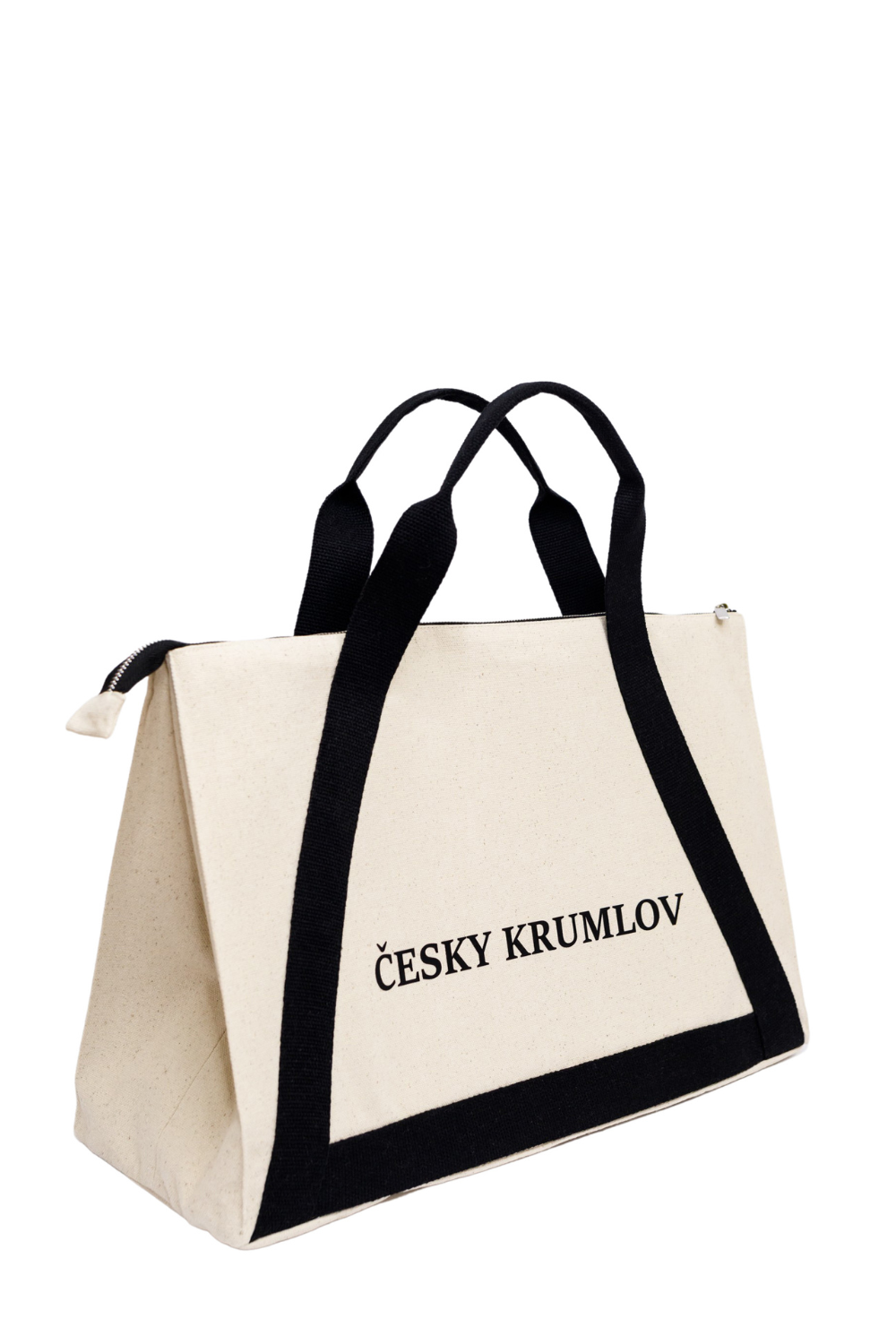 Öko-Tasche mit schwarzem Griff Weiß Cesky Krumlov 08S01