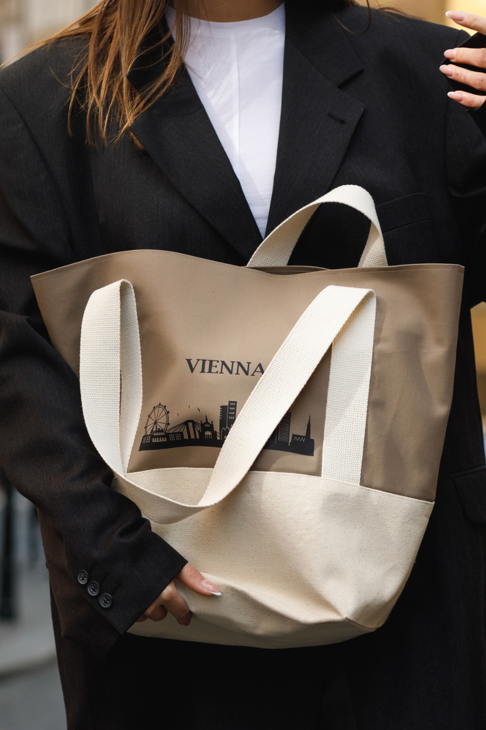 Cotton ecological shopping bag white Vienna 05S04