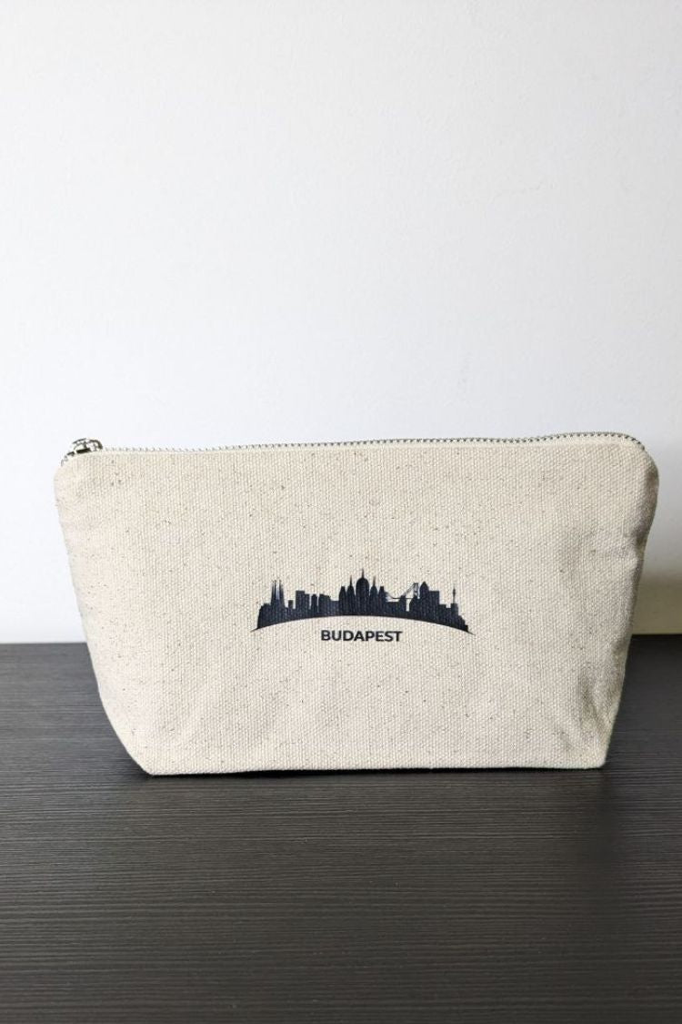 Eco-cotton cosmetic bag white, black M Budapest 02SM01