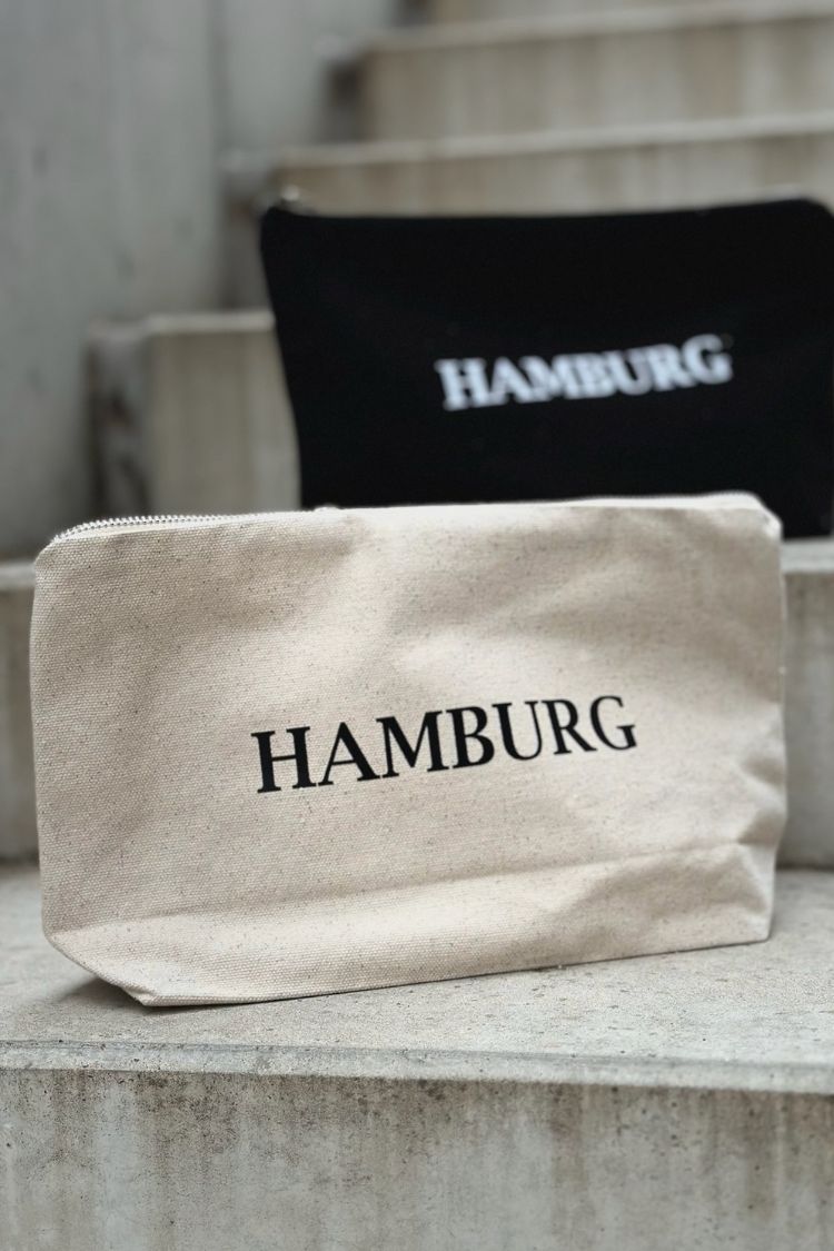 Kosmetiktasche aus Öko-Baumwolle weiß, schwarz M Hamburg 02SL01