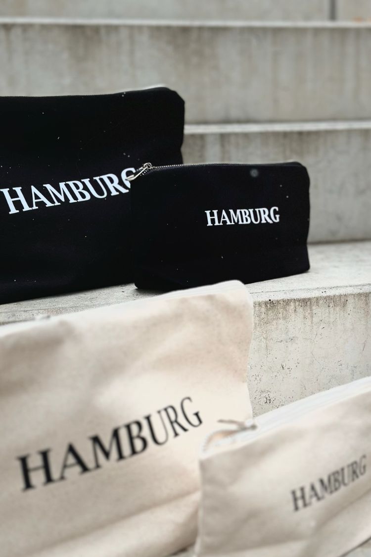 Kosmetiktasche aus Öko-Baumwolle schwarz, weiß L Hamburg 02SL01