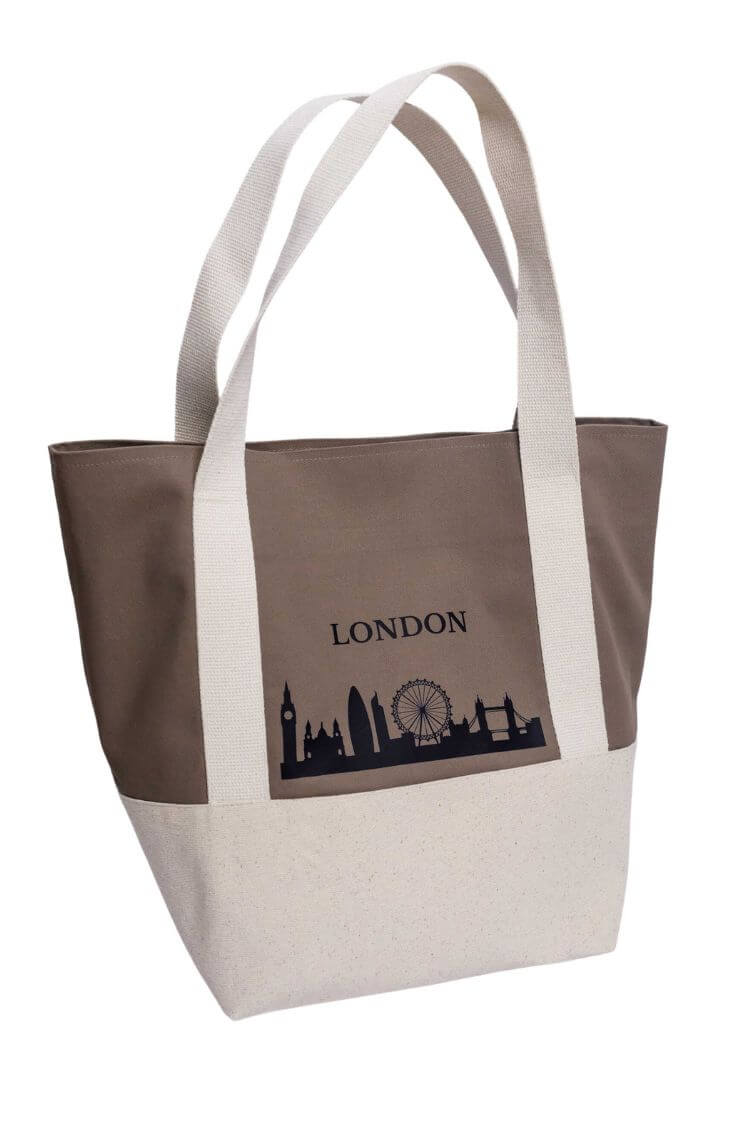 Cotton ecological shopping bag black London 05S03