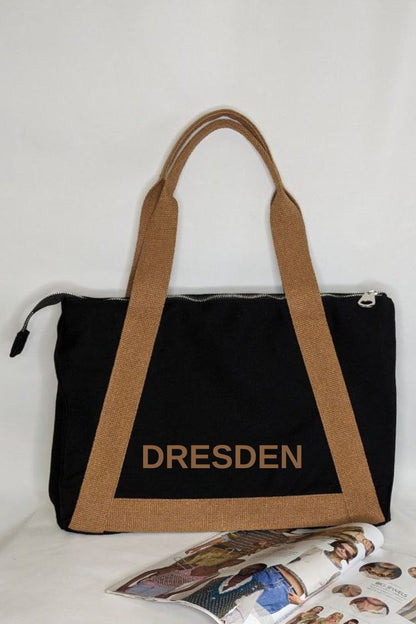 Umweltfreundliche Baumwolltasche mit farbigen Griffen 034S01