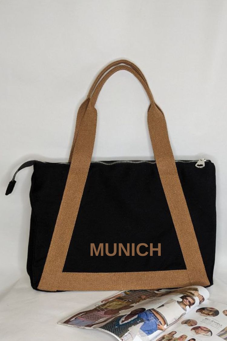 Eco-friendly cotton bag with coloured handles Munich 034S01