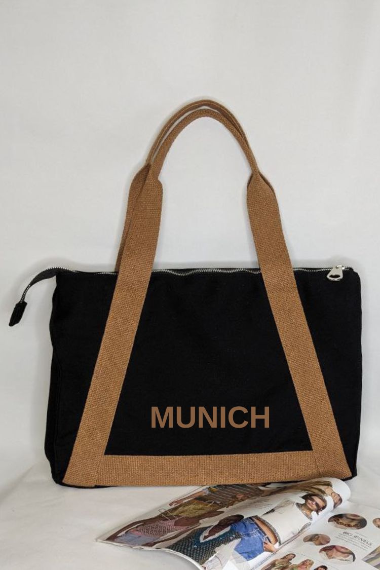 Umweltfreundliche Baumwolltasche mit farbigen Henkeln München 034S01