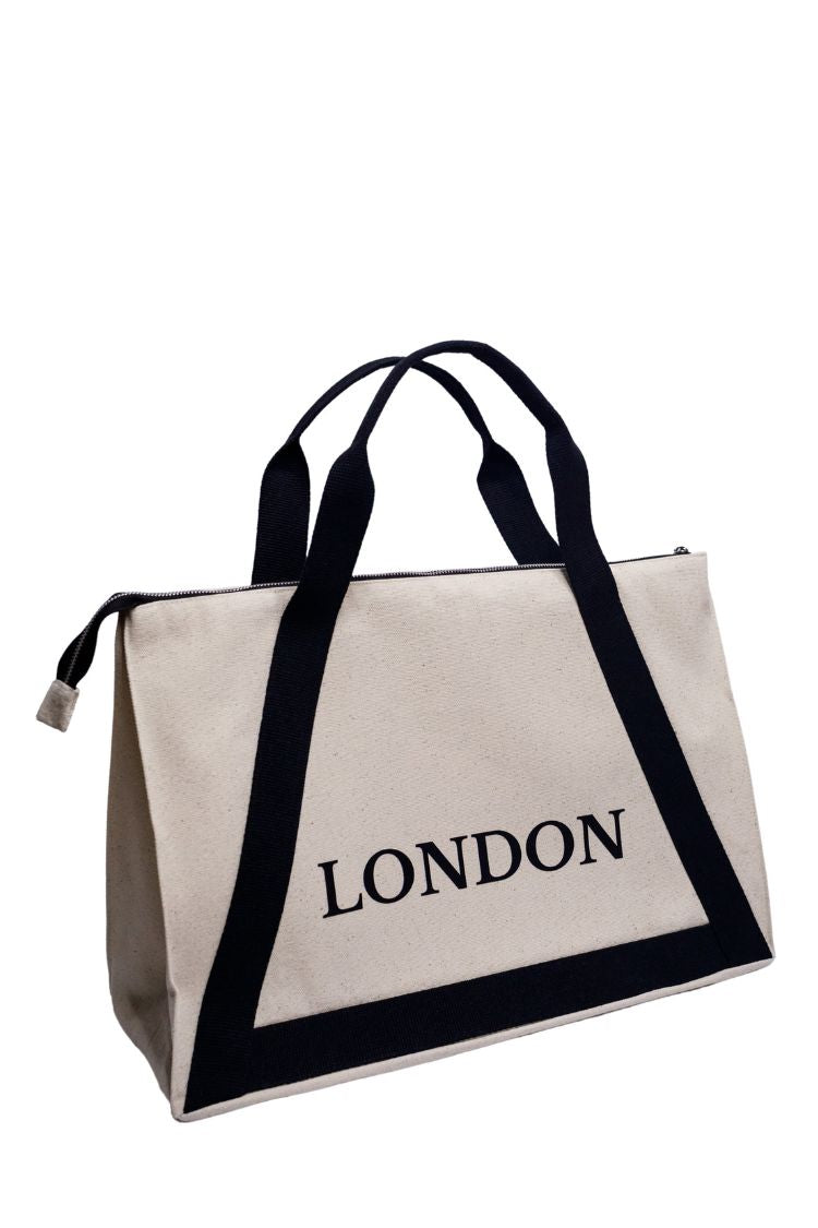 Eco-bag with a black handle White London 08S01