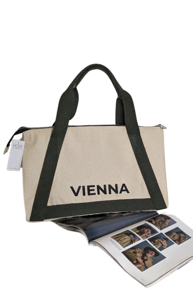 Eco-friendly cotton bag with coloured handles Vienna  034S01