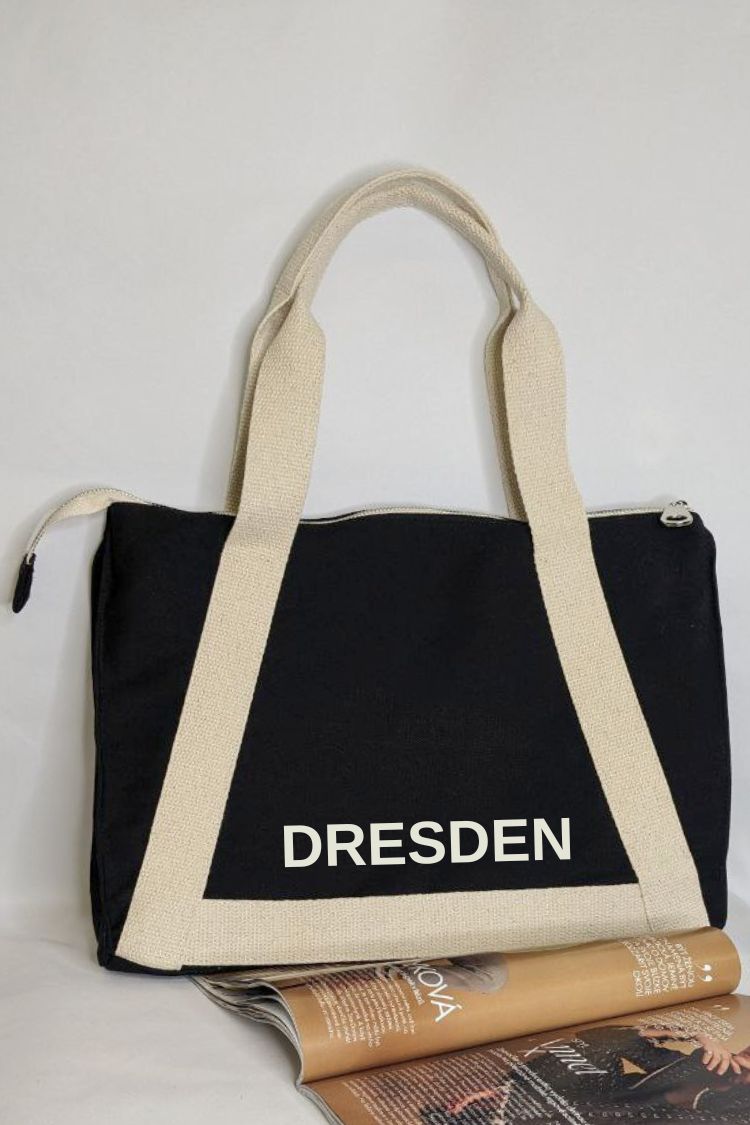 Umweltfreundliche Baumwolltasche mit farbigen Griffen 034S01