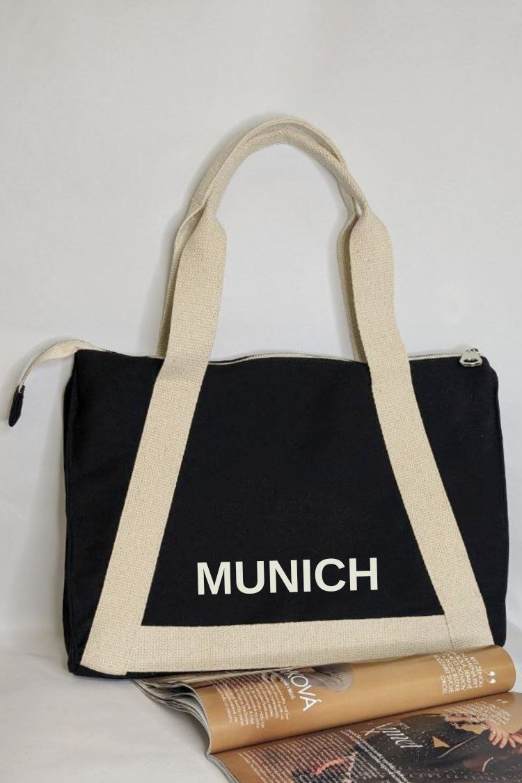 Eco-friendly cotton bag with coloured handles Munich 034S01