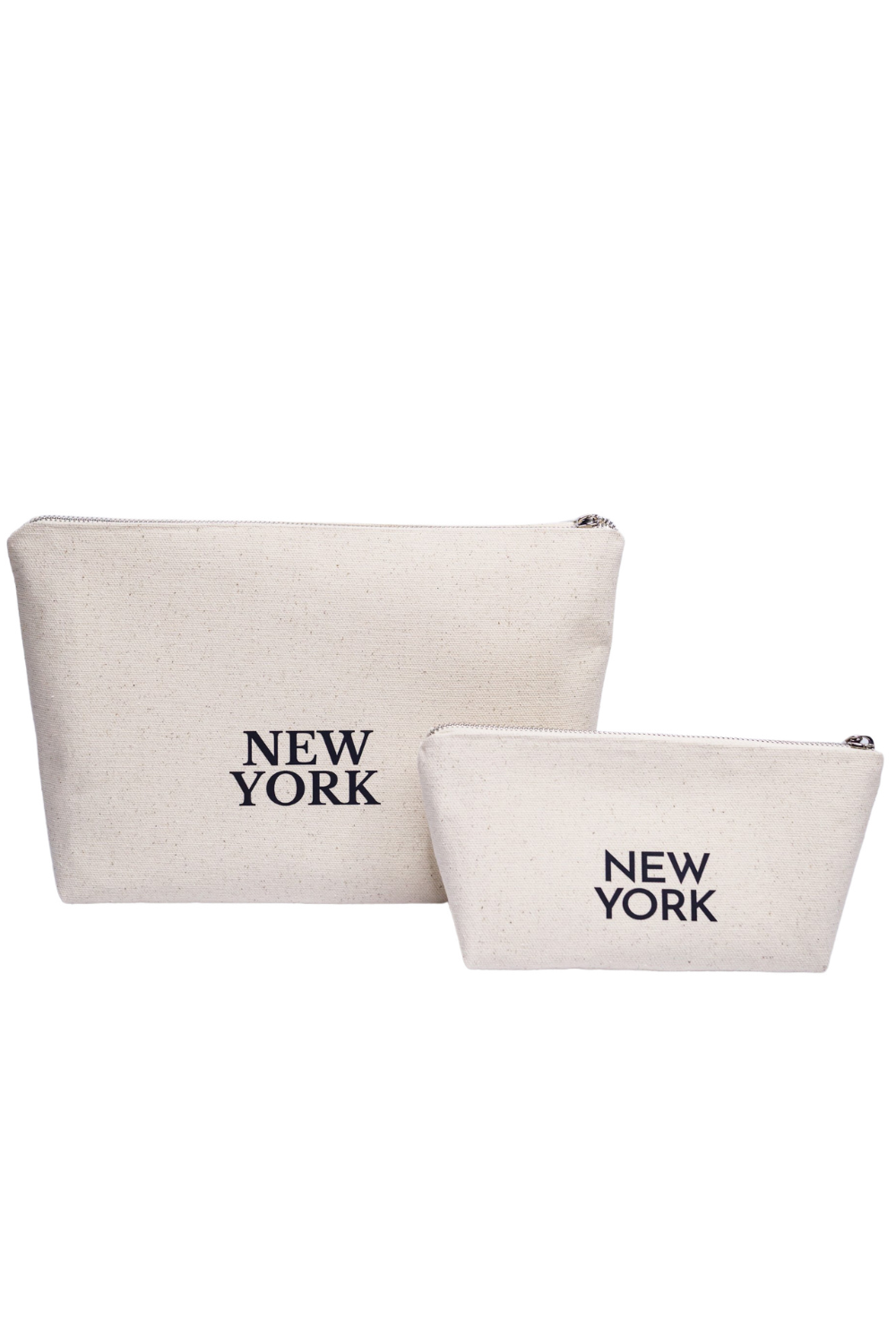 Eco-cotton cosmetic bag white L New York 02SL01