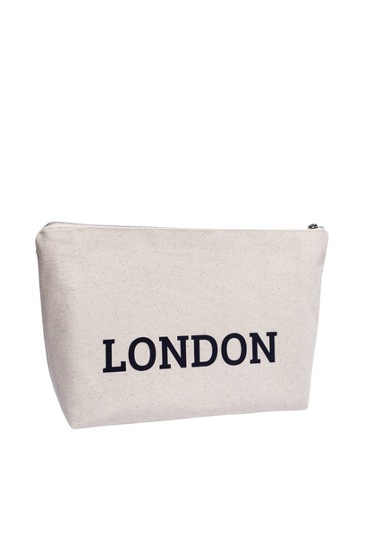 Kosmetiktasche aus Öko-Baumwolle weiß L London 02SL01