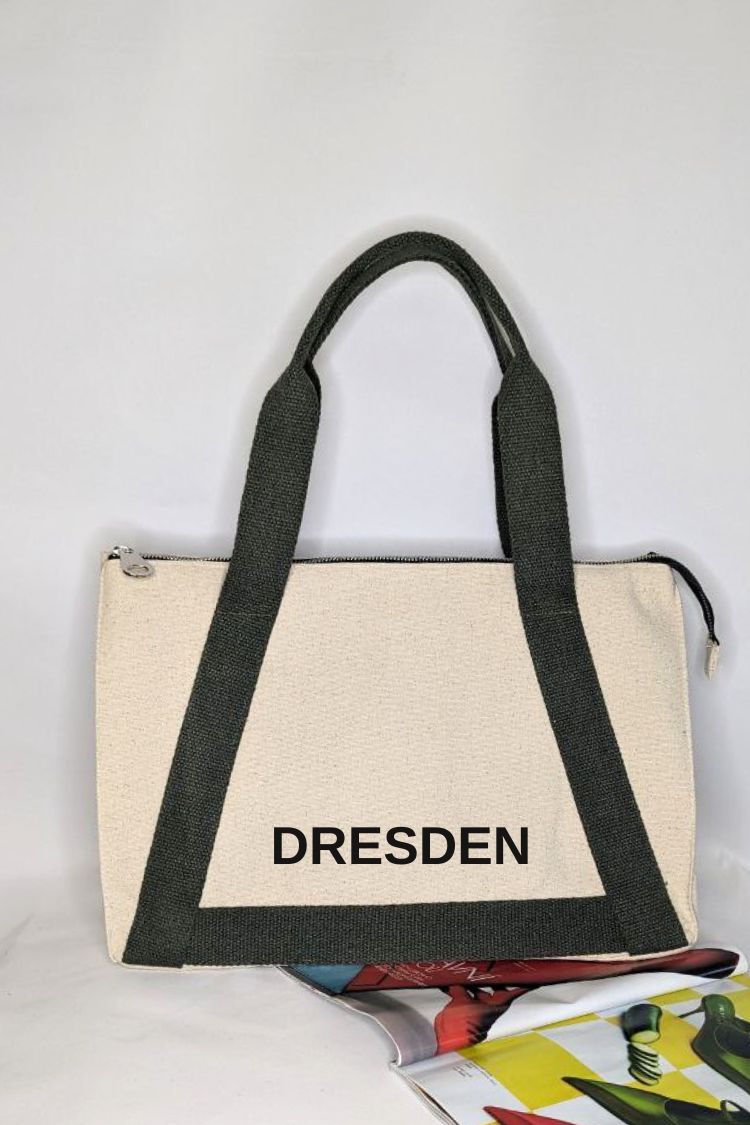 Umweltfreundliche Baumwolltasche mit farbigen Griffen 034S01