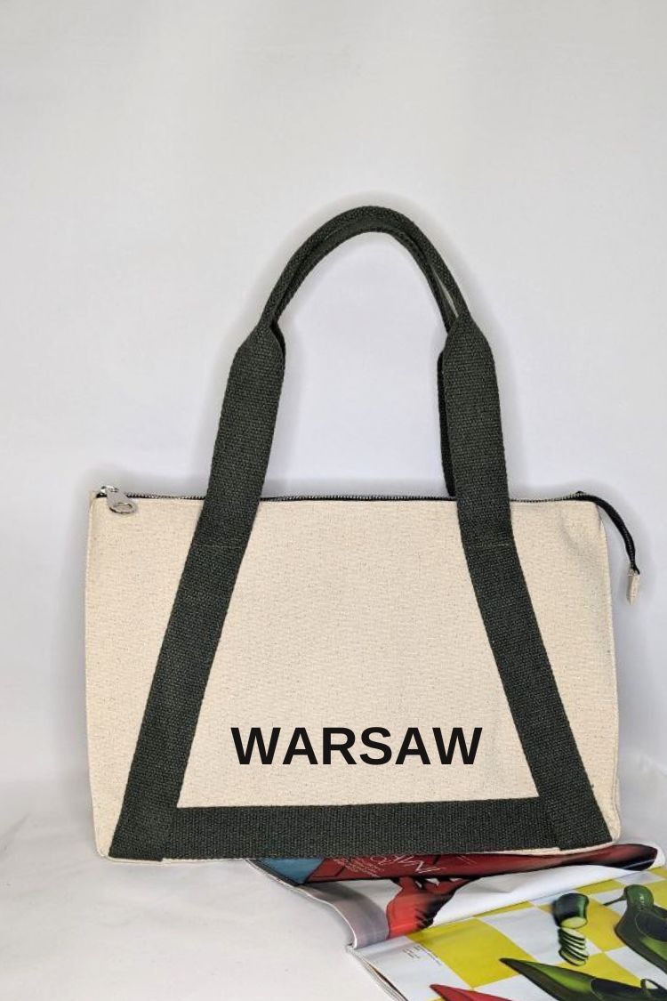 Eco-friendly cotton bag with coloured handles Warsaw 034S01