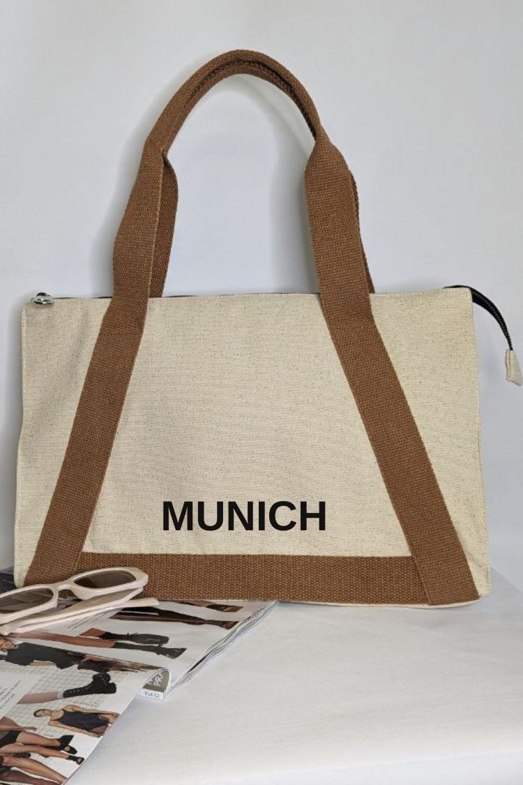 Eco-friendly cotton bag with coloured handles Munich 034S01