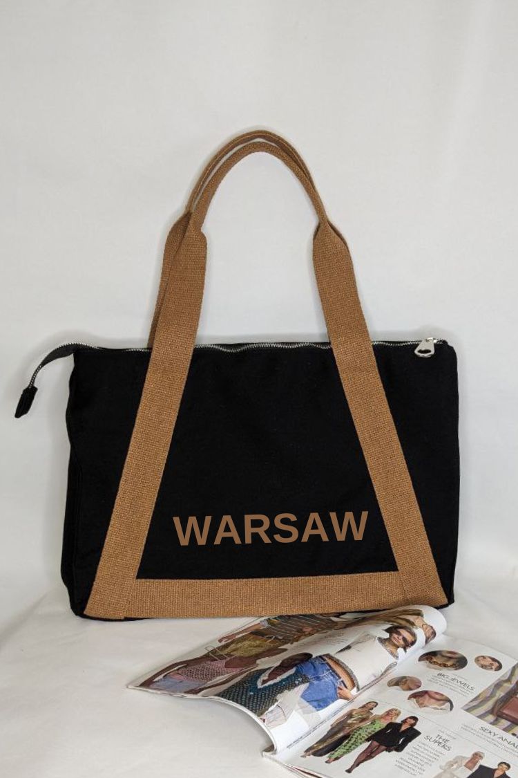 Umweltfreundliche Baumwolltasche mit farbigen Griffen Warschau 034S01